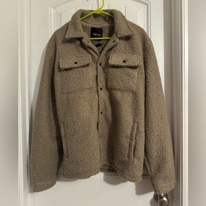 Great FNCTN men's size L brown taupe snap front lined jacket pockets